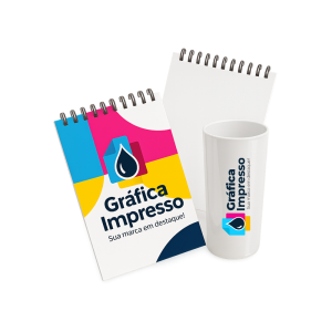 kit bloco e copo personalizados